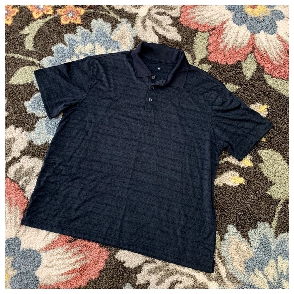 #470 Saddlebred Golf Dark Gray Collar Polo Stripe Short Sleeve Casual Shirt Top